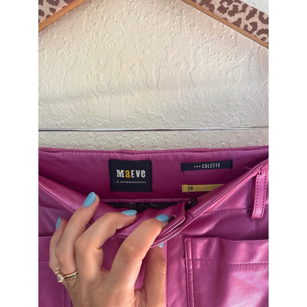 MAEVE The Colette Cropped Wide Leg Vegan Leather Pants in Rose Size 29 - Picture 5 of 7